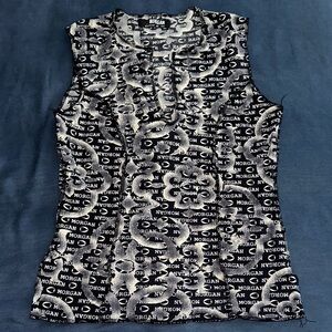 Morgan de Toi Black & White Logo-Print Sleeveless Camisole